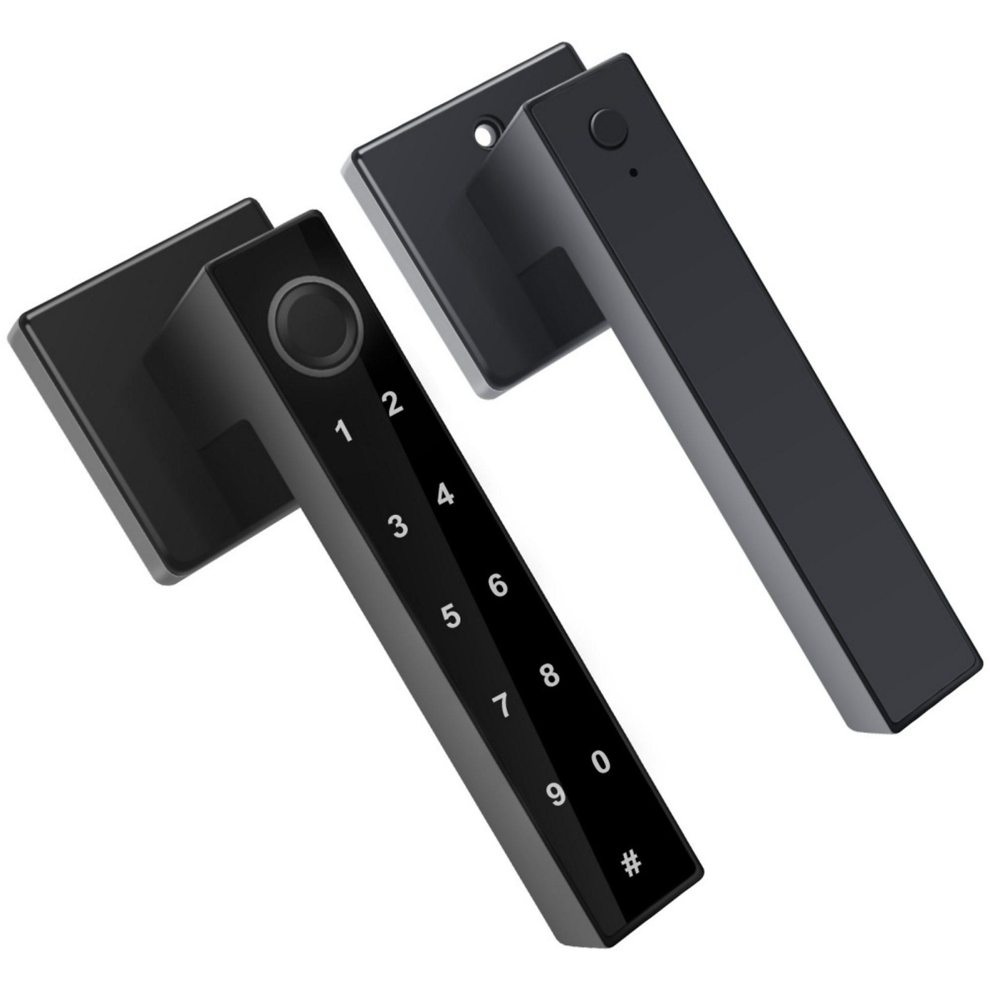 Aluminum Smart Door Lock in Black with Anti-Peeping Passwords and Unlock Mode
